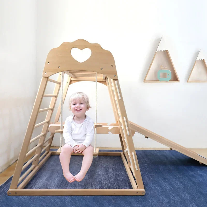 Large Wooden Slide Climbing Frame for Children Indoor Kindergarten Playground Baby Intelligence Training Toys Montessori Concept