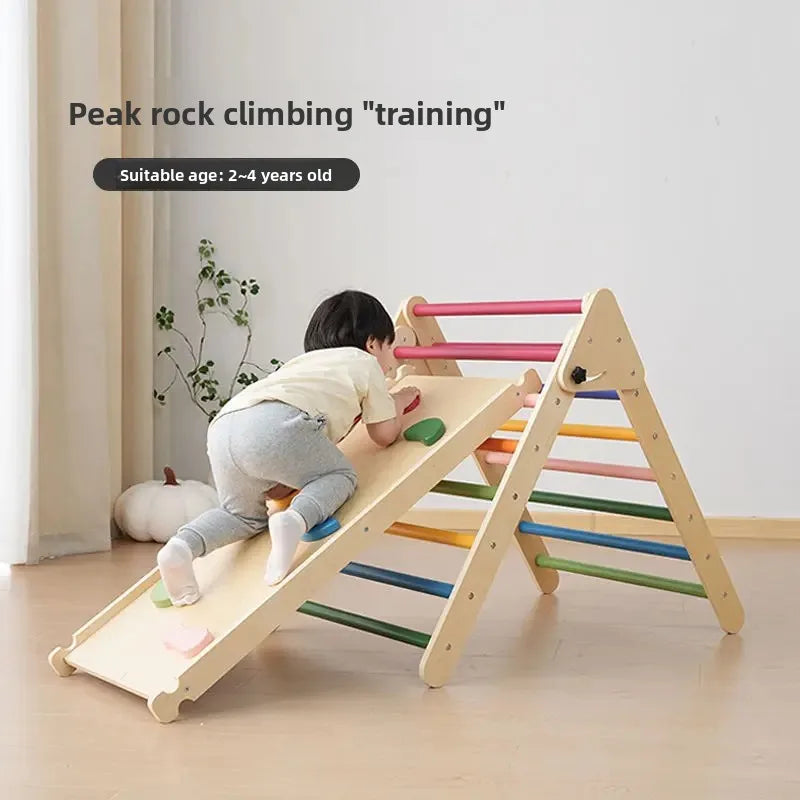 Solid Wood Baby Climbing Frame Indoor Children's Slide Combination Sensory Training Bedside Slide Montessori Educational Toys