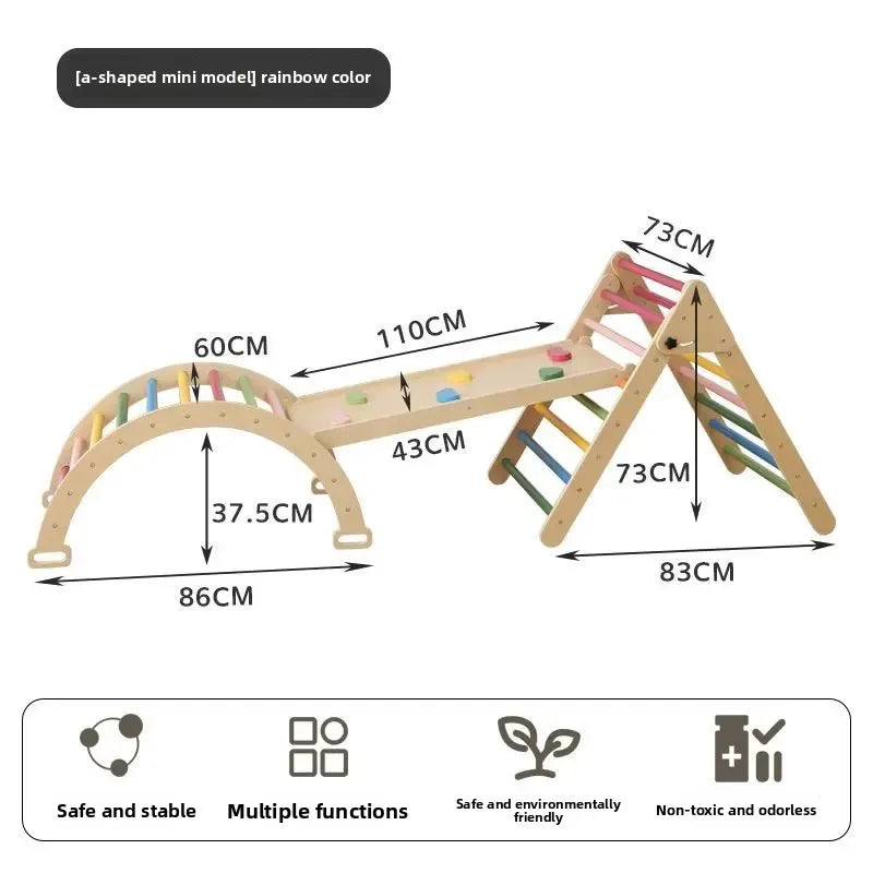 Solid Wood Baby Climbing Frame Indoor Children's Slide Combination Sensory Training Bedside Slide Montessori Educational Toys