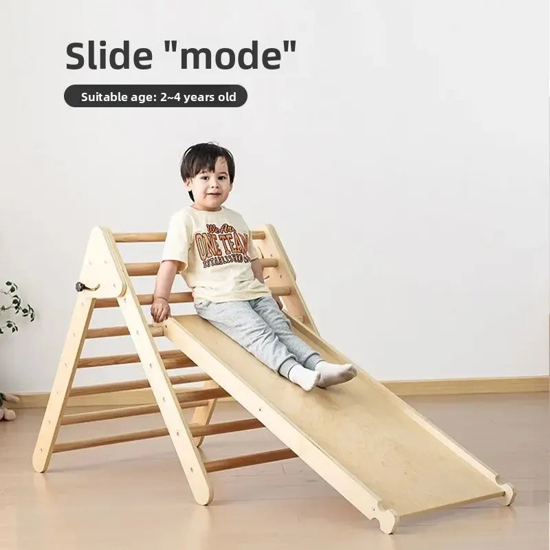 Solid Wood Baby Climbing Frame Indoor Children's Slide Combination Sensory Training Bedside Slide Montessori Educational Toys