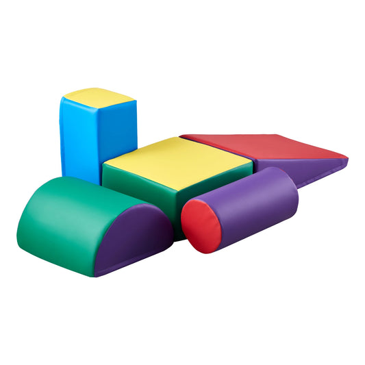 VEVOR 5Pcs Kid Foam Climbing Toys Activity Playset PU Leather Indoor Crawl Climbing Blocks for Children Crawling & Sliding
