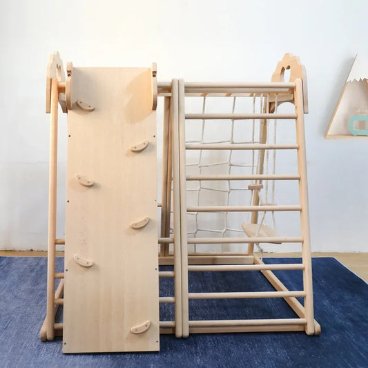 Large Wooden Slide Climbing Frame for Children Indoor Kindergarten Playground Baby Intelligence Training Toys Montessori Concept